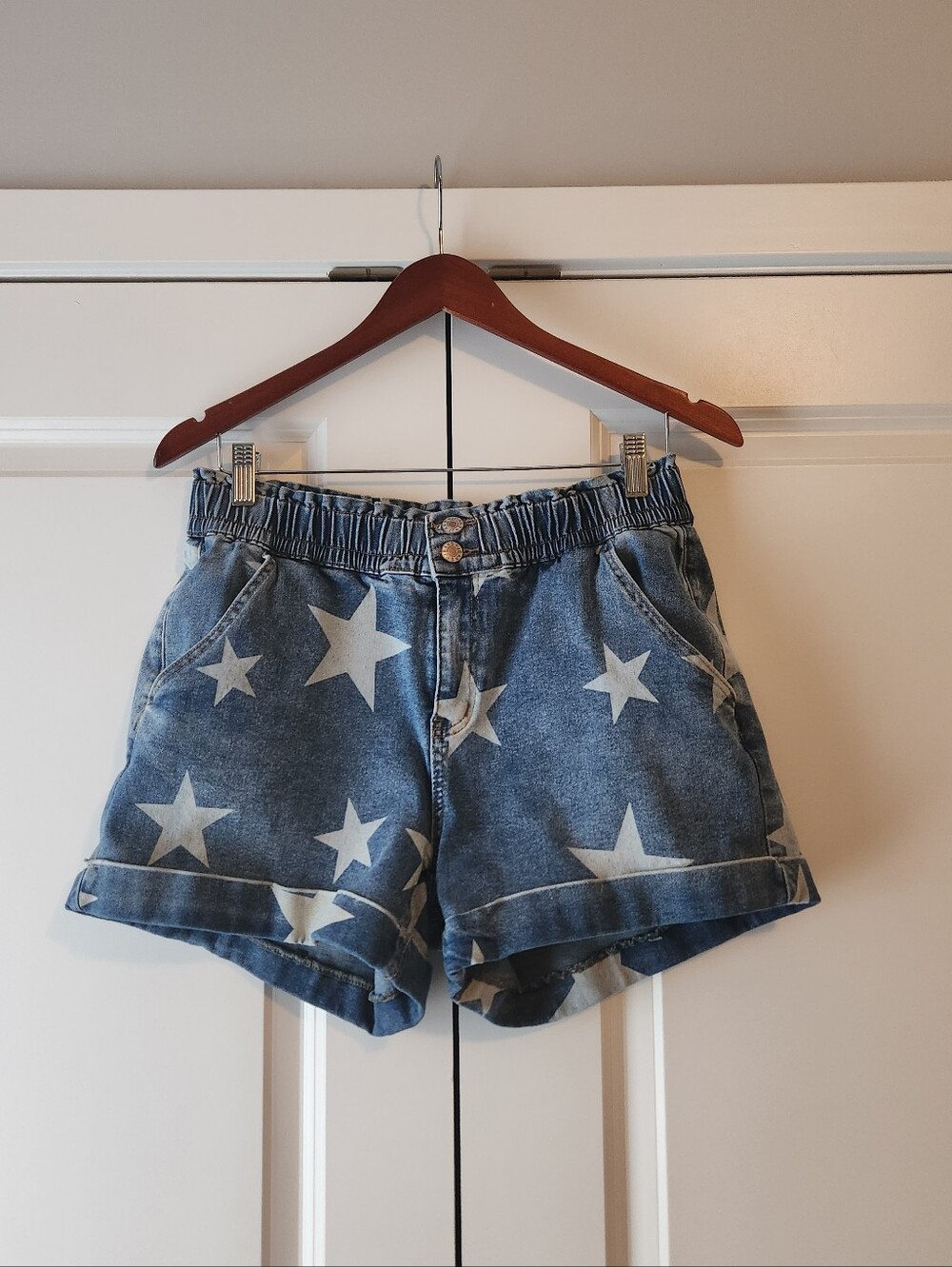 Star Print Jean Shorts